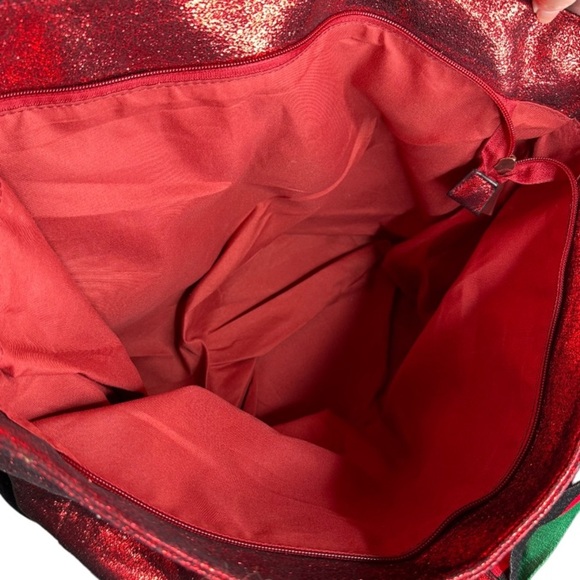 Boutique Red Sparkly Tote Bag w/Racing Stripes - Picture 3 of 8
